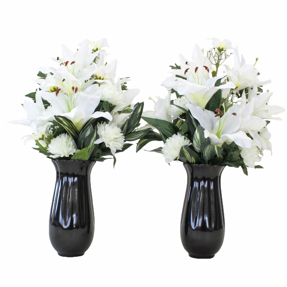 【楽天市場】造花 仏花 清楚なホワイトのユリの花束 一対 ゆり