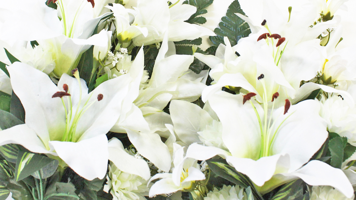 楽天市場】造花 仏花 清楚なホワイトのユリの花束 一対 ゆり リリー CT