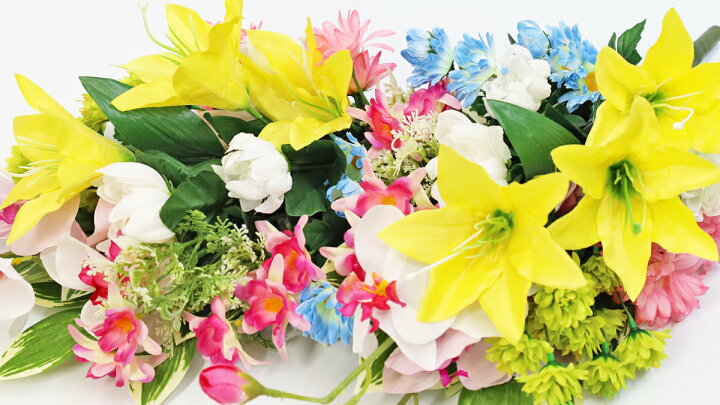 楽天市場】造花 仏花 胡蝶蘭とユリの花束一対 リリー ゆり ユリ 