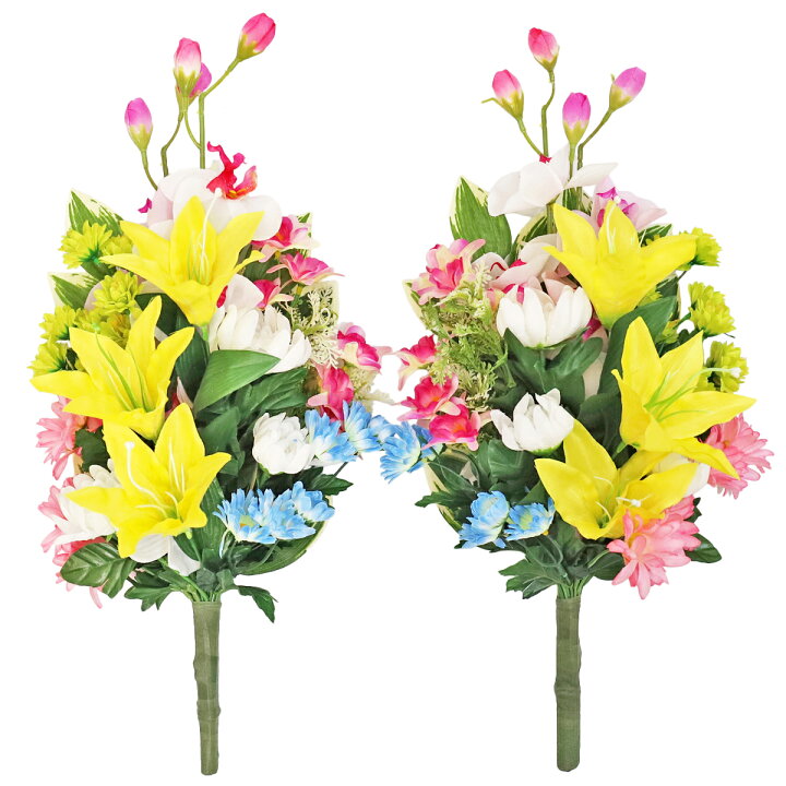 楽天市場】造花 仏花 胡蝶蘭とユリの花束一対 リリー ゆり ユリ  