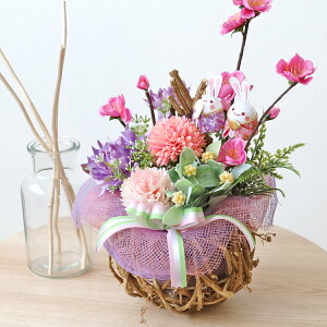 ひなまつり 限定 桃の花 入り 春色アレンジメント プレゼント ギフト 花 ひな祭り お雛様 生花アレンジメント