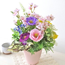 造花 アネモネと春の花々のアレンジ シルクフラワー CT触媒 光触媒 フラワーアレンジ インテリア フラワーアレンジメント arg
