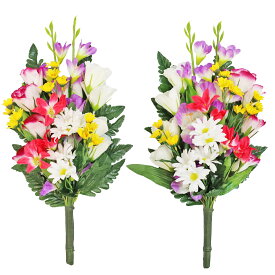 お墓 造花 仏花 グラジオラスとトルコキキョウの花束 一対 CT触媒 シルクフラワー お彼岸 お盆 お仏壇 仏花 花 お供え 山久【RSL】