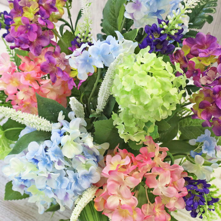 楽天市場】造花 アジサイの花かごアレンジ シルクフラワー CT触媒 
