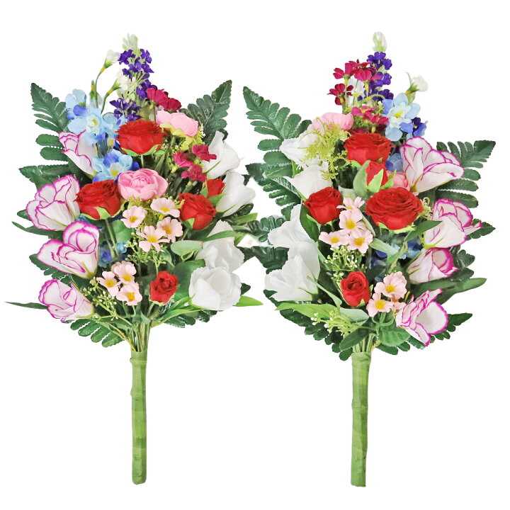 楽天市場】造花 仏花 棘なしバラとトルコキキョウの花束一対 薔薇 CT 
