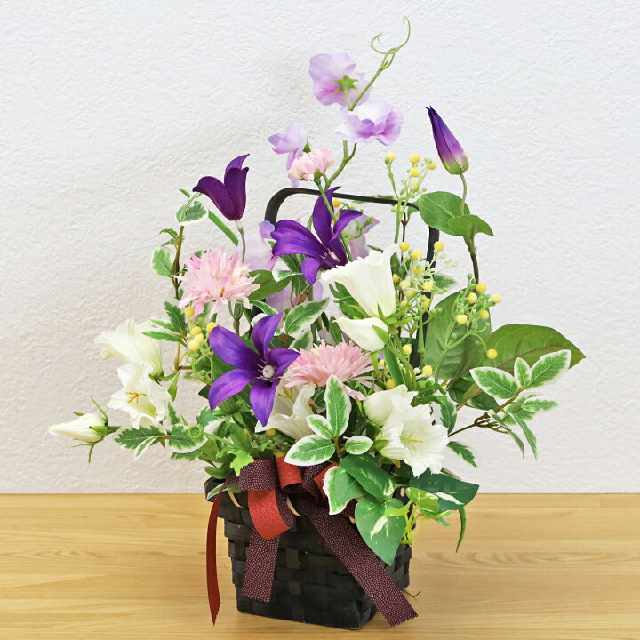 楽天市場】造花 テッセンとカンパニュラの和風アレンジ 花 枯れない花 