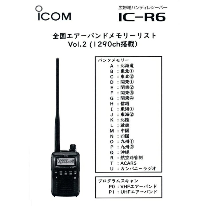 楽天市場】アイコム(ICOM) IC-R6 ブラック 広帯域レシーバー エア 