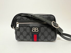 GUCCI グッチ BALENCIAGA バレンシアガ コラボ ハッカー プロジェクト カメラバッグ ショルダーバッグ キャンバス レザー ブラック 680128 超美品【中古】