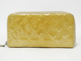 CHANEL シャネル エナメル ファスナー長財布 ラウンドファスナー財布 ベージュ 【中古】