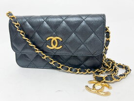 CHANEL シャネル マトラッセ クラシック チェーンウォレット クラッチバッグ ショルダーバッグ フォンケース キャビアスキン グレインドカーフスキン ガンメタル ゴールド金具 超美品【中古】