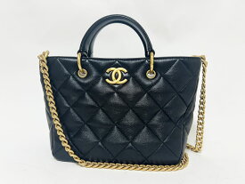 CHANEL シャネル マトラッセ スモール トートバッグ ショルダーバッグ 2WAY ブラック ゴールド金具 AS4188 新品同様【中古】
