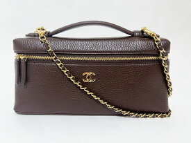 CHANEL シャネル ヴァニティケース バニティバッグ チェーンショルダーバッグ レザー ダークブラウン AP5436 新品同様【中古】