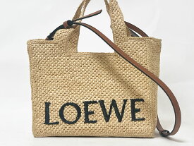 LOEWE ロエベ フォント トート スモールバッグ ショルダーバッグ ラフィア A685B59X03 美品【中古】