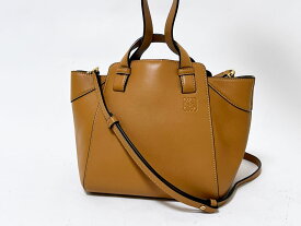 LOEWE ロエベ ハンモック ナゲット ハンドバッグ ショルダーバッグ 2WAY レザー ブラウン 美品【中古】