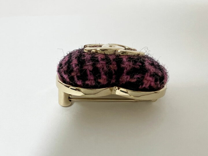 楽天市場】CHANEL シャネル ブローチ ピン ハート ツイード ゴールド 