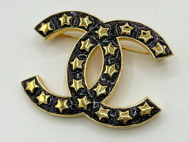 CHANEL シャネル ブローチ ピン CCマーク スター ラメ ゴールド金具 I24C 超美品【中古】