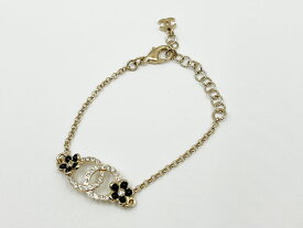 CHANEL シャネル ブレスレット クローバー ラインストーン シャンパンゴールド A21C 超美品【中古】