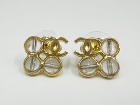 CHANEL シャネル ピアス ココマーク クリアボール ゴールド A24S 美品 【中古】