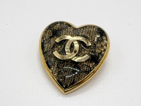 CHANEL シャネル ブローチ ハート CCマーク ゴールド C24K 超美品【中古】