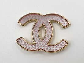 CHANEL シャネル ブローチ ピンク クローバー CCマーク ゴールド金具 A24S 美品【中古】