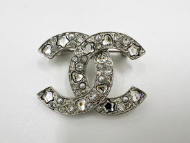 CHANEL シャネル ブローチ CCマーク ラインストーン ハート スター シルバー金具 B25P ABF230 超美品【中古】