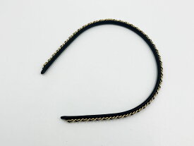 CHANEL シャネル カチューシャ ヘアアクセサリー ヘアバンド ブラック ゴールド金具 26P 超美品【中古】