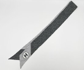 CHANEL シャネル ヘアバンド ツイリー スカーフ リボン バンドー シルク ブラック ホワイト 2025AW AAB157 B21067 U1954 美品【中古】