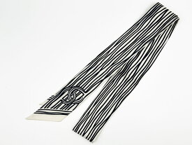 CHANEL シャネル ヘアバンド ツイリー スカーフ リボン バンドー シルク ブラック ホワイト 2026SS AAB784 B23594 U8081 美品【中古】