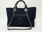 CHANEL シャネル ドーヴィル トートバッグ チェーンショルダーバッグ 2WAY キャンバス ブラック ゴールド金具 ポーチ ランダムプレート 美品【中古】