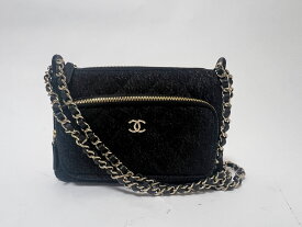 CHANEL シャネル デニム チェーンクラッチバッグ ショルダーバッグ ブラック AP4349 超美品【中古】