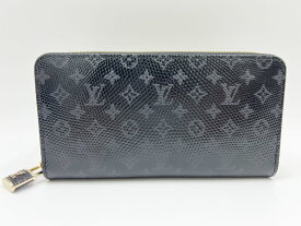 LOUIS VUITTON ルイヴィトン リザードレザー ジッピーウォレット パドロック ファスナー財布 ブラック モノグラム レア品 N82154 新品【中古】