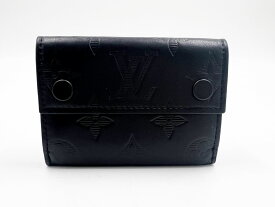 LOUIS VUITTON ルイウ゛ィトン モノグラム・シャドゥ ディスカバリー・コンパクトウォレット 3つ折り財布 ブラック M67631 美品【中古】