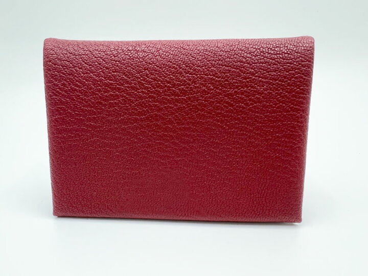 HERMES カルヴィ ヴォーエプソン カードケース レザー 朱色 Z刻印  