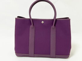 HERMES エルメス ガーデンパーティPM 36 トートバッグ トワルオフィシエ ネゴンダ カシス パープル □P刻印 超美品【中古】