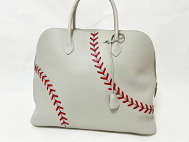 HERMES エルメス ボリード 1923 ベースボール 45 トートバッグ ヴォーエバーカラー レザー Pearl grey パール グレー Rouge casaque ルージュカザック C刻印 美品【中古】