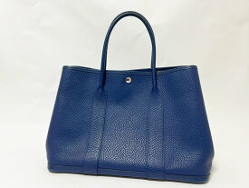 HERMES エルメス ガーデンパーティPM 36 レザー カントリー ブルーサフィール トートバッグ C刻印 【中古】