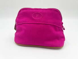 HERMES エルメス ボリードポーチ ミニミニ フューシャ ピンク オレンジ コットン 化粧ポーチ 101628M 07 超美品【中古】