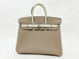 HERMES エルメス バーキン25 ハンドバッグ レザー トゴ パーソナル オーダー ツートンカラー グリトゥル グレー クレ オフホワイト マットシルバー金具 U刻印 フールビ20 インナーバッグ付き 超美品【中古】