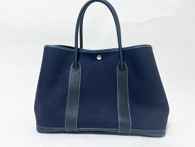 HERMES エルメス ガーデンパーティPM 36 トートバッグ トワルオフィシエ ネゴンダ ネイビー □I刻印 【中古】