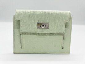 HERMES エルメス ケリー・ポケット コンパクト コインケース 小銭入れ 財布 ヴォーエプソン ヴェールフィズ シルバー金具 B刻印 新品同様 【中古】
