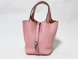HERMES エルメス ピコタンロックPM ハンドバッグ トートバッグトリヨンクレマンス ローズサクラ シルバー金具 U刻印【中古】