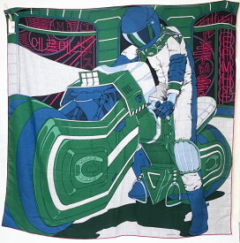 HERMES エルメス 大判 ショール ストール カレH140 MYSTERIOUS RIDER ミステリアス ライダー カシミア シルク VERT/GRIS CHINE/FUCHS 553817T 06 タグあり 美品 【中古】