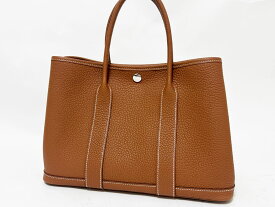 HERMES エルメス ガーデンパーティTPM トートバッグ ネゴンダ ゴールド レザー W刻印 新品同様【中古】