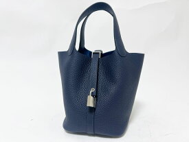 HERMES エルメス ピコタンロックPM ハンドバッグ トリヨンクレマンス ブルーニュイ ネイビー シルバー金具 K刻印 超美品 【中古】