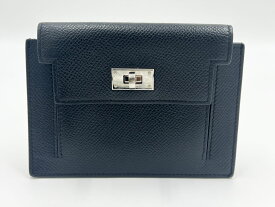 HERMES エルメス ケリー・ポケット コンパクト コインケース 小銭入れ 財布 ヴォーエプソン ブラック シルバー金具 Y刻印 【中古】