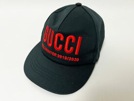 GUCCI グッチ キャップ 帽子 ベースボール エンブロイダリー ブラック レッド M 57cm 596211【中古】