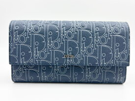 Christian Dior クリスチャン ディオール ロングフラップウォレット 2つ折り 長財布 ディオール グラビティ アウトラインレザー カーフスキン 2ESBC328FGP H578 超美品【中古】