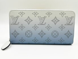 LOUIS VUITTON ルイヴィトン マヒナ ジッピーウォレット ファスナー財布 長財布 レザー パンチング グラデーション ブルー ホワイト M80494 超美品【中古】