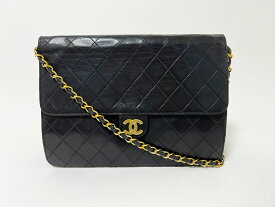 CHANEL シャネル マトラッセ チェーンショルダーバッグ レザー ブラック ゴールド金具 ヴィンテージ 47番【中古】