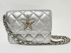 CHANEL シャネル スター ミニ マトラッセ チェーンショルダーバッグ ウエストバッグ レザー ラインストーン シルバー ギフト 超美品 【中古】